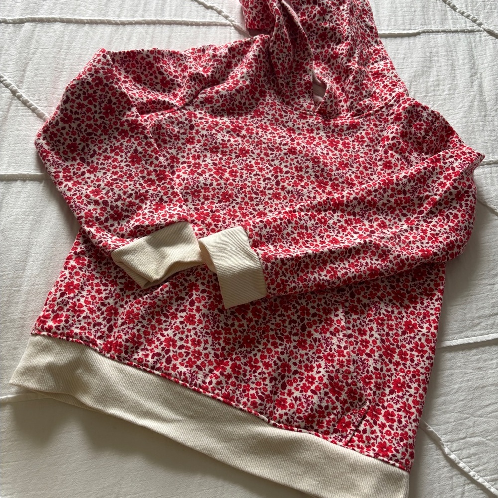 Cat & Jack Red Floral Hoodie Size Medium (7/8)